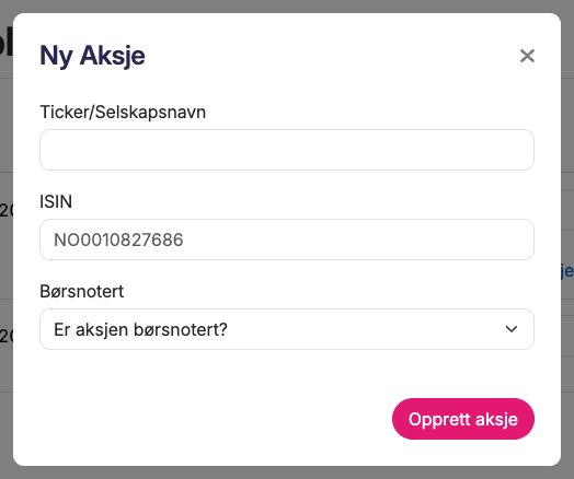 Legge til ny aksje