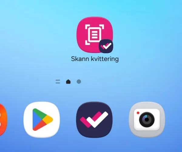Ikonet Skann kvittering på hjemskjermen på Android, over Luca-ikonet